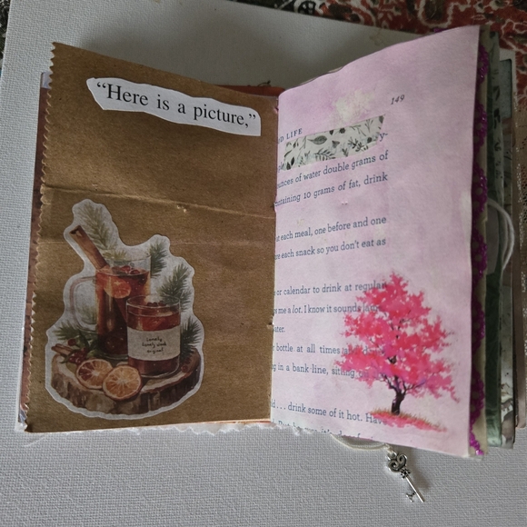 Embroidered White Journal  Handmade with Beaded Charm Free Jewelry Inside - Picture 8 of 16